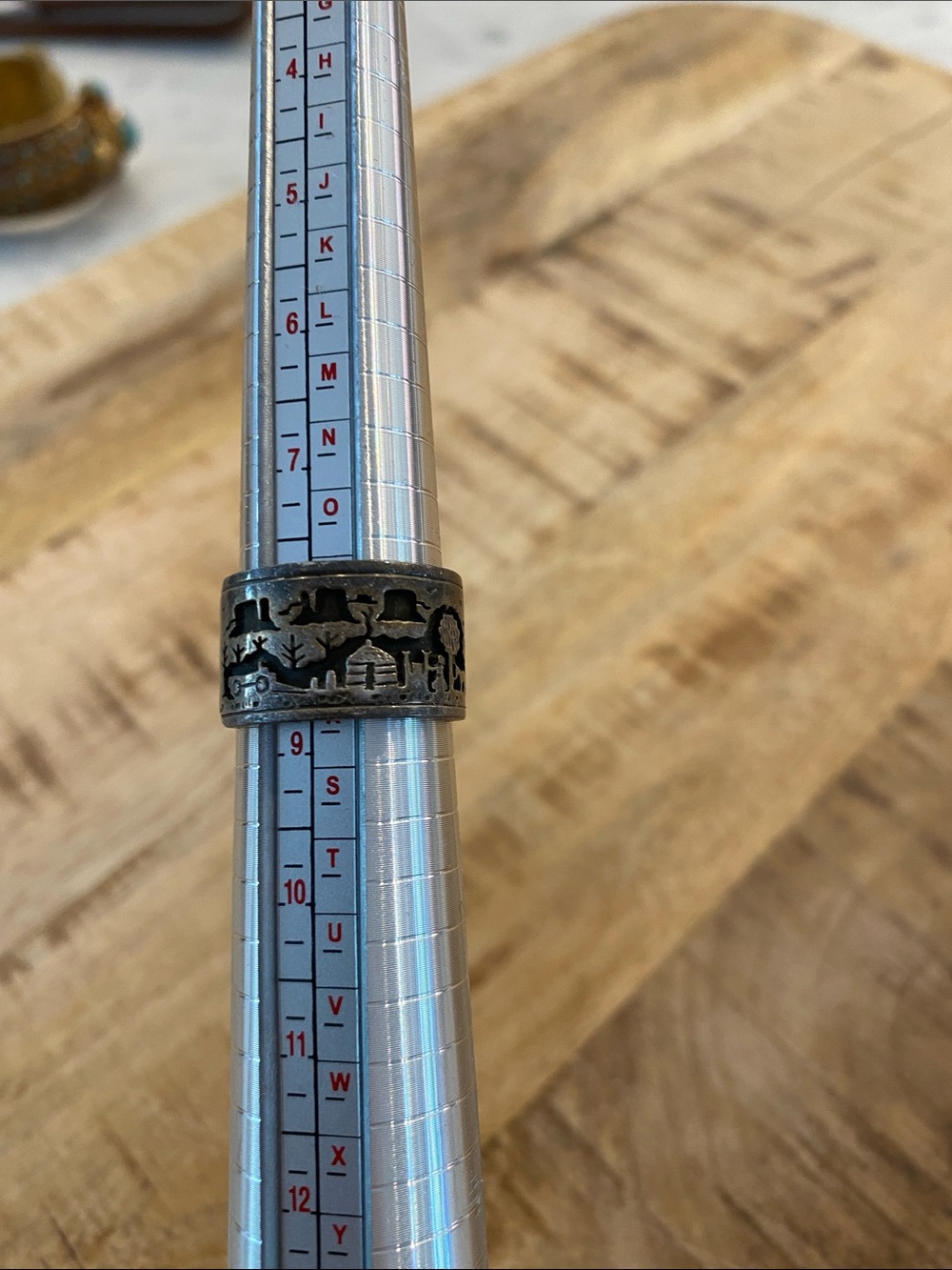 Men's Wide Scenic Cutout Band Ring - Silver. Needs Polishing